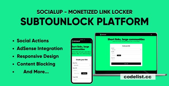 SocialUp v1.0 - Monetized Social Unlock Link » Premium Scripts, Plugins & Mobile
