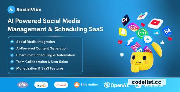 SocialVibe v2.0.0 - AI-Powered Social Media Management & Scheduling SaaS » Premium Scripts, Plugins & Mobile
