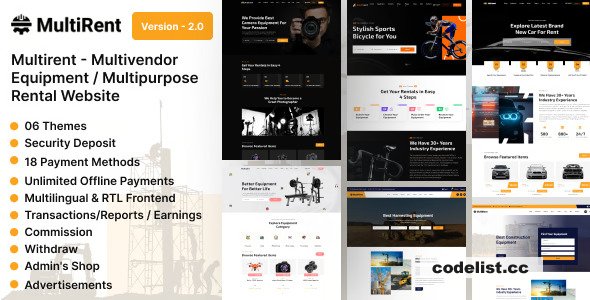 Multirent v2.0 - Multivendor Equipment - Multipurpose Rental Website - nulled » Premium Scripts, Plugins & Mobile