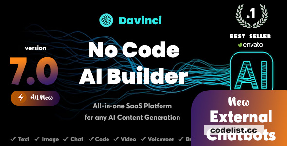 Davinci AI v7.2 - OpenAI Content, Text, Image, Voice, Chat, Code, Transcript, and Video Generator as Saa » Premium Scripts, Plugins & Mobile