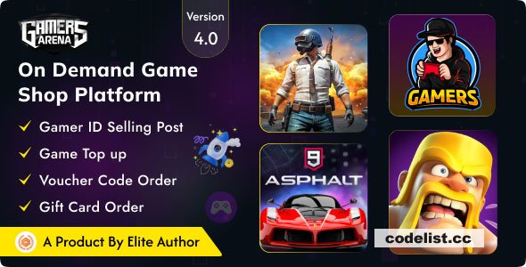Gamers Arena v4.0 - Digital Online Game Store, Game Top Up , Voucher & Gamer ID Selling Tools - nulled » Premium Scripts, Plugins & Mobile