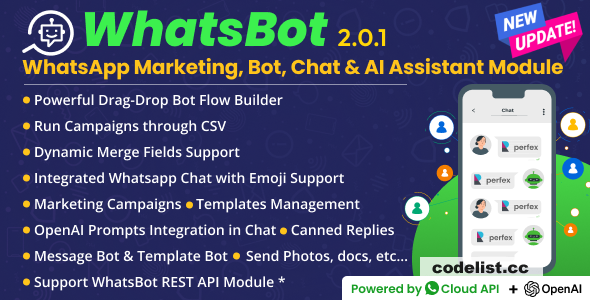 WhatsBot v3.0.0 - WhatsApp Marketing, Bot, Chat & AI Personal Assistant Module for Perfex CRM » Premium Scripts, Plugins & Mobile