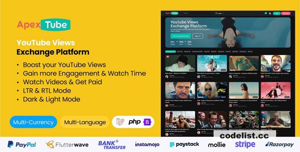 ApexTube v1.0.0 - YouTube Views Exchange Platform » Premium Scripts, Plugins & Mobile