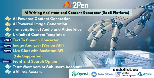 Ai2Pen v6.5 – AI Writing Assistant and Content Generator (SaaS Platform) - nulled &raquo; Premium Scripts, Plugins &amp; Mobile