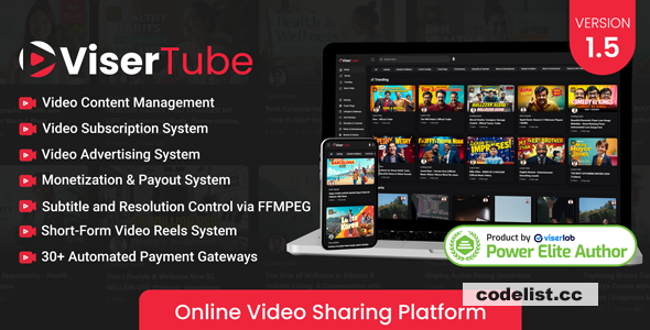 ViserTube v1.5 - Online Video Sharing Platform - nulled » Premium Scripts, Plugins & Mobile