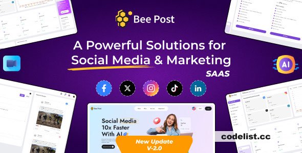 BeePost v2.0 - AI Social Media Management & Content Creation SaaS with Subscription System - nulled » Premium Scripts, Plugins & Mobile