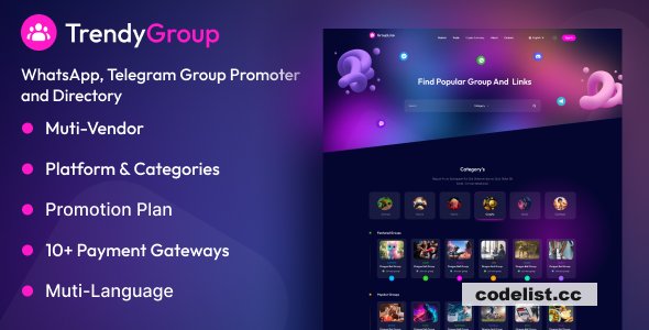TrendyGroup v1.0.1 - Whatsapp, Telegram Group Promoter and Directory » Premium Scripts, Plugins & Mobile