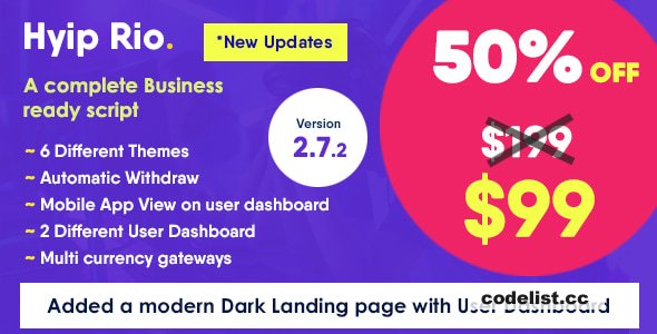 Hyip Rio v2.7.2 - Advanced Hyip Investment Scheme With Ranking System and Automatic Withdraw - nulled » Premium Scripts, Plugins & Mobile