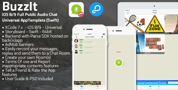 Buzz It | iOS 8/9 Universal Public Audio Chat App (Swift) » Premium Scripts, Plugins & Mobile