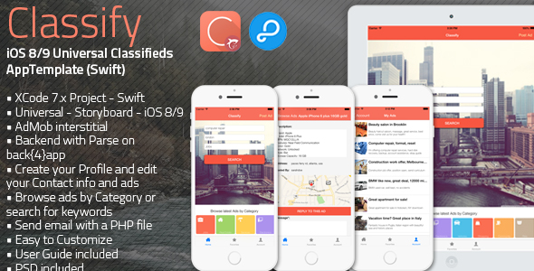 Classify - iOS 8/9 Universal Classifieds App Template (Swift) » Premium Scripts, Plugins & Mobile