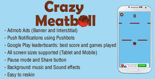 Crazy Meatball - Admob + Leaderboard + Share » Premium Scripts, Plugins & Mobile