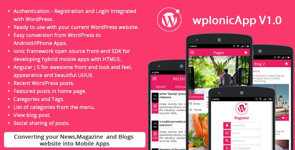 Ionic Wordpress RESTAPI (wpIonicApp V1.0) - News / Magazine / Blogs » Premium Scripts, Plugins & Mobile