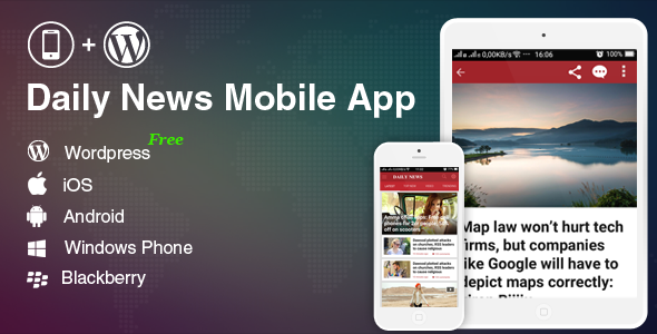 Full Mobile Application for Wordpress News, Blog, Magazine Website - Wordpress Mobile App » Premium Scripts, Plugins & Mobile