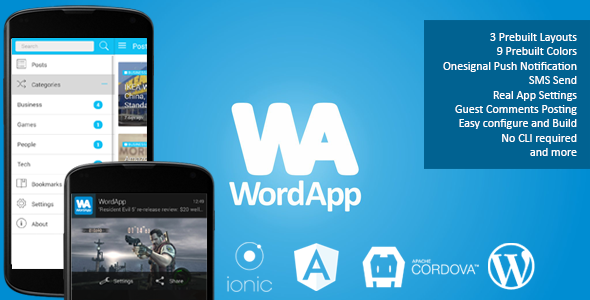 WordApp - PhoneGap/Cordova Wordpress Hybrid App » Premium Scripts, Plugins & Mobile