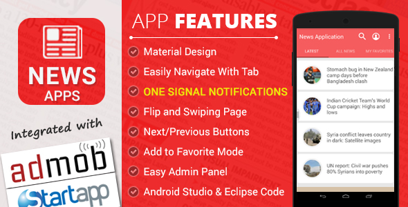 News Application with Material Design » Premium Scripts, Plugins & Mobile