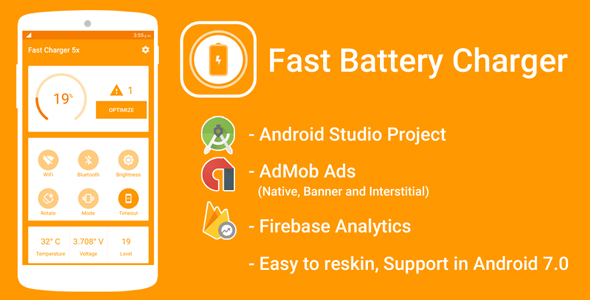 Fast Battery Charger 5x & Battery Saver with Admob Ads + Google Analytics + Firebase Integration » Premium Scripts, Plugins & Mobile