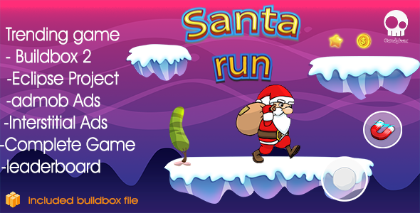 Santa Runner & + Buildbox 2 file + Admob + Leaderboard + Review + Share Button » Premium Scripts, Plugins & Mobile