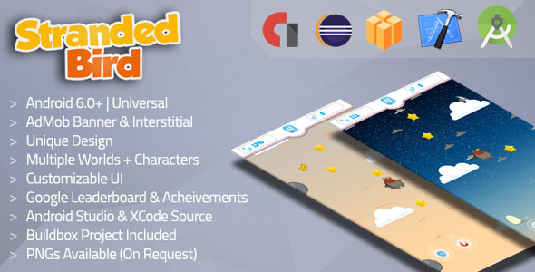 Stranded Bird v2 Admob + Multiple Worlds & Characters (Android + iOS + Buildbox Included) » Premium Scripts, Plugins & Mobile