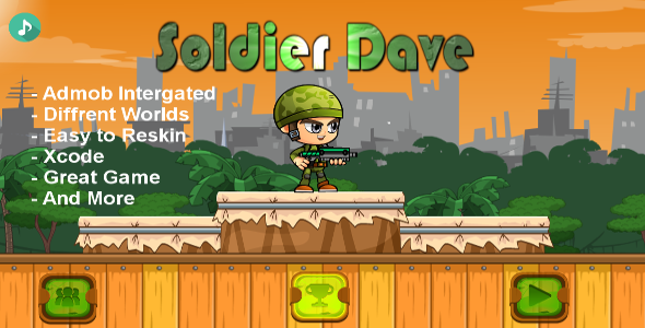 Soldier Dave - iOS - Android - iAP + ADMOB + Leaderboards + Buildbox 2.0 » Premium Scripts, Plugins & Mobile