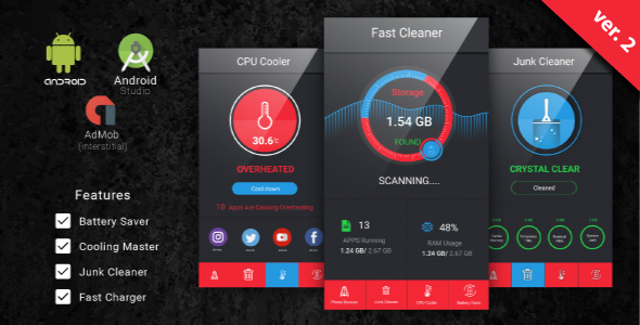Fast Cleaner & Battery Saver with Admob Ads » Premium Scripts, Plugins & Mobile