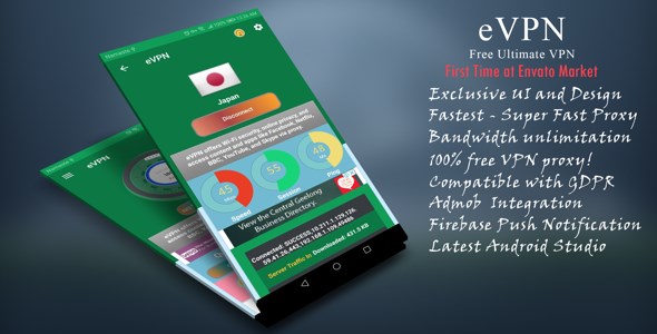 eVPNv2.1 - Free Ultimate VPN | Beautiful UI, Admob, Push Notification » Premium Scripts, Plugins & Mobile