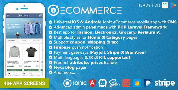 Ionic Ecommerce - Universal iOS & Android Ecommerce / Store Full Mobile App with Laravel CMS » Premium Scripts, Plugins & Mobile