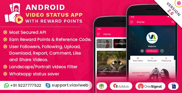 Android Video Status App With Reward Points (WA Status Saver) v2.0 » Premium Scripts, Plugins & Mobile