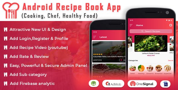 Android Recipe Book App v2.1 - (Cooking, Chef, Healthy Food, Admob with GDPR) » Premium Scripts, Plugins & Mobile