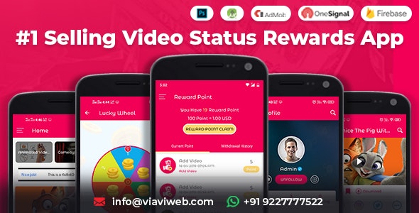 Android Video Status App With Reward Points (Lucky Wheel, WA Status Saver) v4.0 » Premium Scripts, Plugins & Mobile