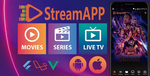 StreamApp v1.1 - Streaming Movies, TV Series and Live TV - Flutter Full App with Admin Panel » Premium Scripts, Plugins & Mobile