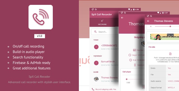 SpX Call Recorder - Advanced call recorder with helpful features and stylish user interface » Premium Scripts, Plugins & Mobile