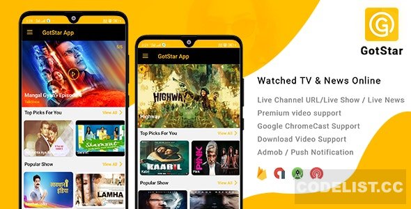 GotStar v1.0 - Android Live TV - Live Streaming - Web Series, Movies, Live Cricket - Online News &raquo; Premium Scripts, Plugins &amp; Mobile