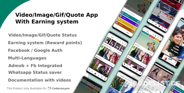 Video/Image/Gif/Quote App With Earning system (Reward points) v3.4 » Premium Scripts, Plugins & Mobile