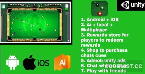 Billiards Multiplayer v1.0 ﾨC 8 Ball Pool (With AI and reward store) Android + IOS &raquo; Premium Scripts, Plugins &amp; Mobile