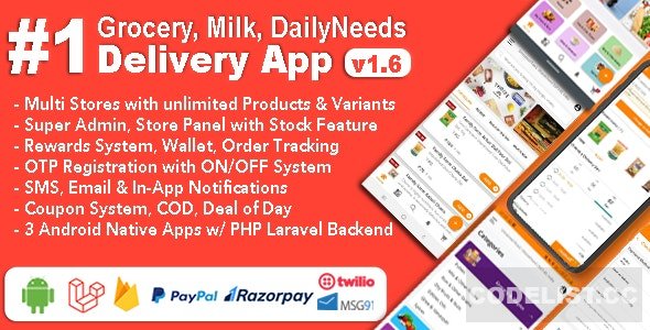 Grocery and Vegetable Delivery Android App with Admin Panel v1.6.3 - Multi-Store with 3 Apps » Premium Scripts, Plugins & Mobile