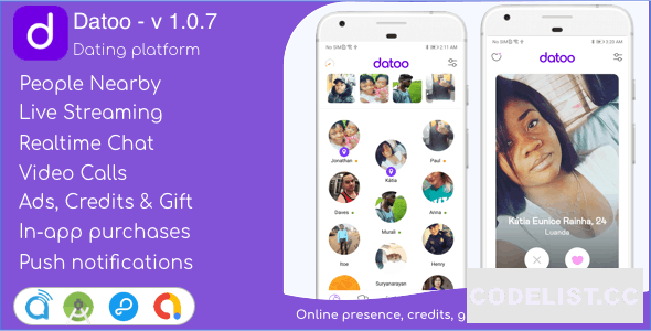 Datoo v1.0.7 - Dating platform with Live Steaming and Video calls + Admin Panel » Premium Scripts, Plugins & Mobile