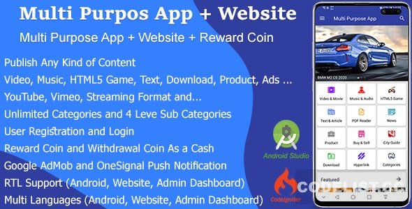 Multi Purpose App + Website + Reward Coin v1.2.0 » Premium Scripts, Plugins & Mobile