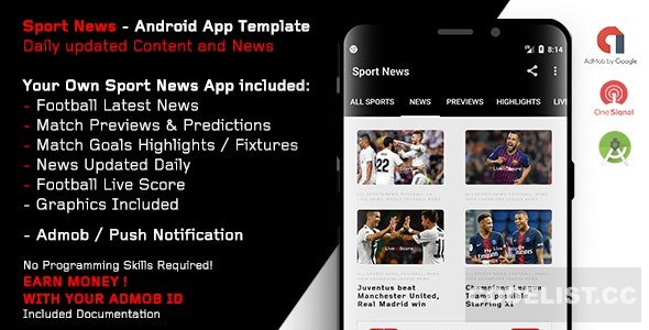 Sport News - Football Android App Template (Admob/Push) - 3 april 19 » Premium Scripts, Plugins & Mobile