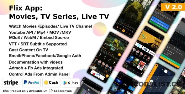 Flix App Movies v2.2 - TV Series - Live TV Channels - TV Cast » Premium Scripts, Plugins & Mobile