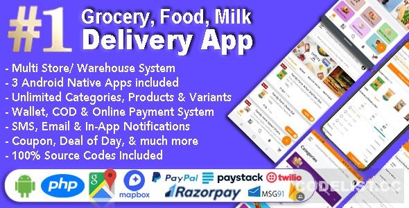 Grocery and Vegetable Delivery Android App with Admin Panel v1.6.6 - Multi-Store with 3 Apps » Premium Scripts, Plugins & Mobile