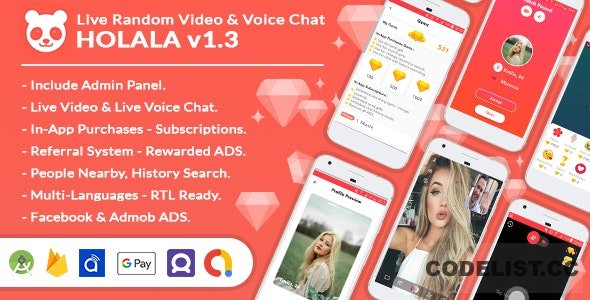 HOLALA v1.3 - Live Random Video - Voice Calls + Admin Panel + In-App Purchases + Rewarded Ads » Premium Scripts, Plugins & Mobile