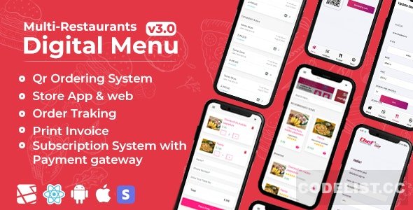 Chef v3.0 - Multi-restaurant Saas - Contact less Digital Menu Admin Panel with - React Native App » Premium Scripts, Plugins & Mobile