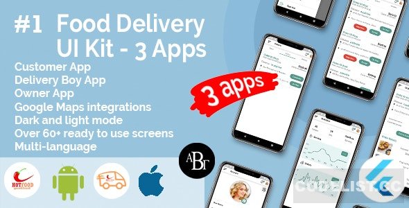Food Delivery UI Kit in Flutter v1.0.0 - 3 Apps - Customer App + Delivery App + Owner App » Premium Scripts, Plugins & Mobile