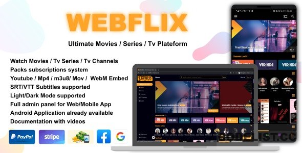 WebFlix v1.2 - Movies - TV Series - Live TV Channels - Subscription » Premium Scripts, Plugins & Mobile
