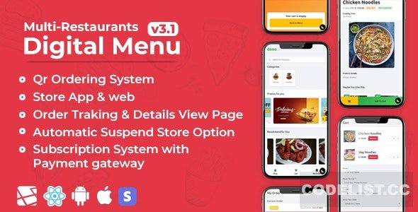 Chef v3.1 - Multi-restaurant Saas - Contact less Digital Menu Admin Panel with - React Native App » Premium Scripts, Plugins & Mobile