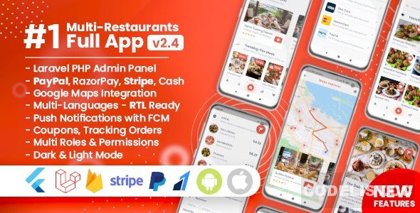 Food Delivery Flutter + PHP Laravel Admin Panel v2.4.1 » Premium Scripts, Plugins & Mobile