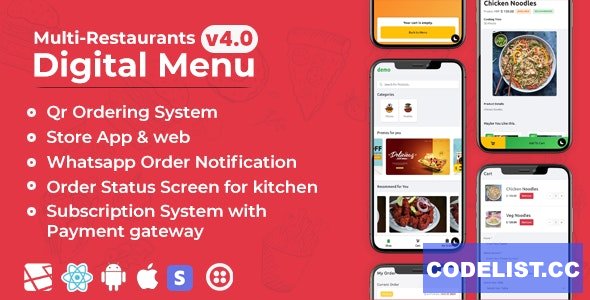 Chef v4.2 - Multi-restaurant Saas - Contact less Digital Menu Admin Panel with - React Native App » Premium Scripts, Plugins & Mobile