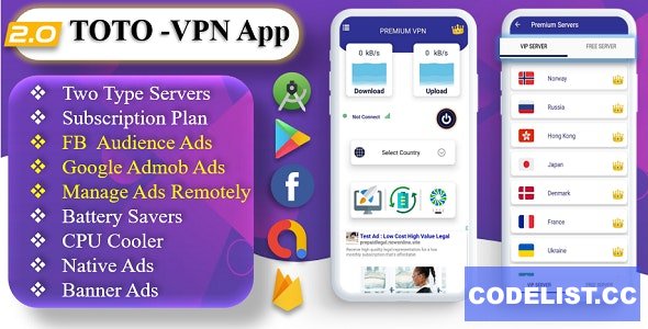 TOTO v2.0 - VPN | VPN App | Facebook Ads | Admob Ads » Premium Scripts, Plugins & Mobile