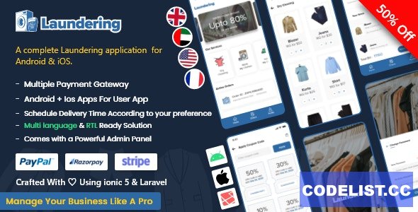 Laundry Android App + Laundry iOS App v1.0 - Ionic 5 | Full Solution » Premium Scripts, Plugins & Mobile