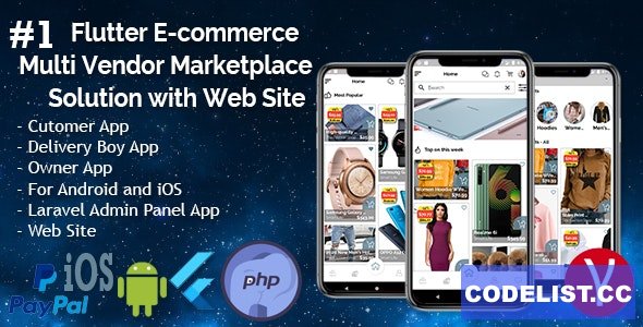 Flutter E-commerce Multi Vendor Marketplace Solution with Web Site (3Apps+PHP Admin Panel+Web Site) v1.0 » Premium Scripts, Plugins & Mobile